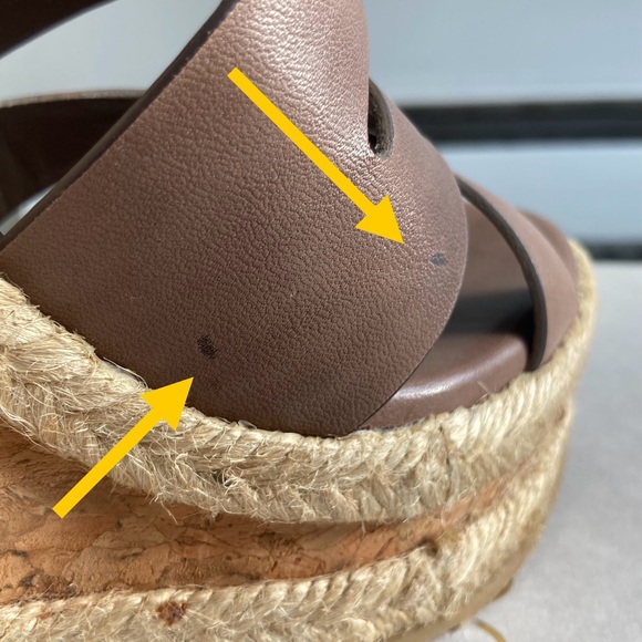 JIMMY CHOO | Brown Strappy Cork Leather & Raffia Wedge Sandals NIB Spain Sz 7.5 - Picture 9 of 15